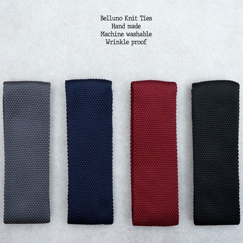 BELLUNO Skinny Knit NeckTies for Men, 4-PAK 2.2" Flat-end Smart Sock Ties - Image 2